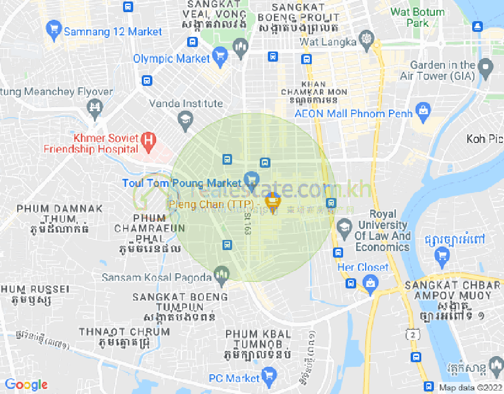 Carte de Toul Tum Poung 1, Chamkarmon, Phnom Penh