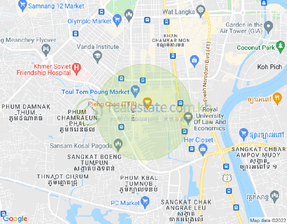 Carte de Toul Tum Poung 1, Chamkarmon, Phnom Penh