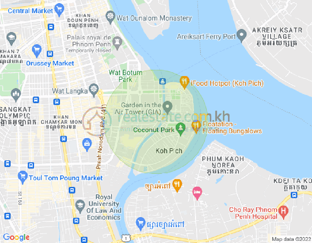 Map of Tonle Bassac, Chamkarmon, Phnom Penh