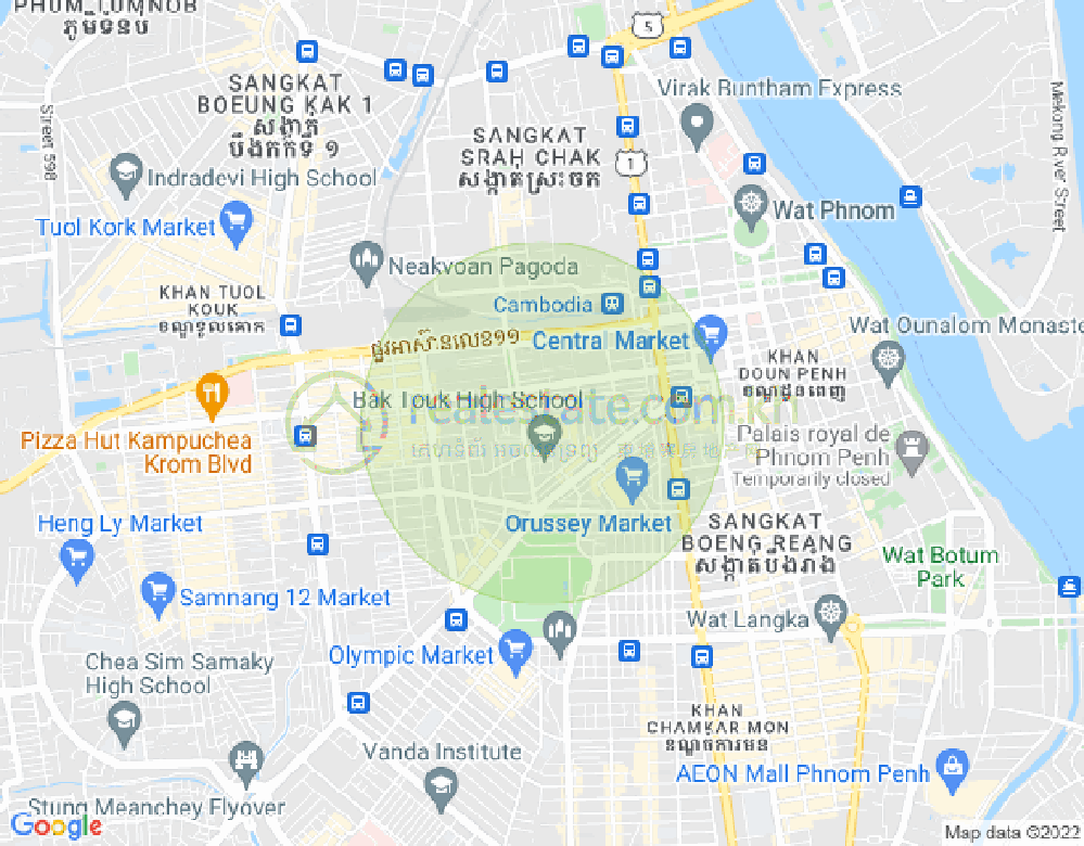 구시가지, 룽볜구, 프놈펜 지도