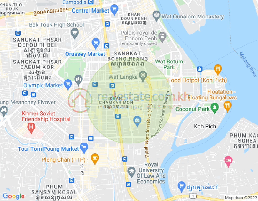 万景岗1分区（BKK1), 波哥堪, 金边地图