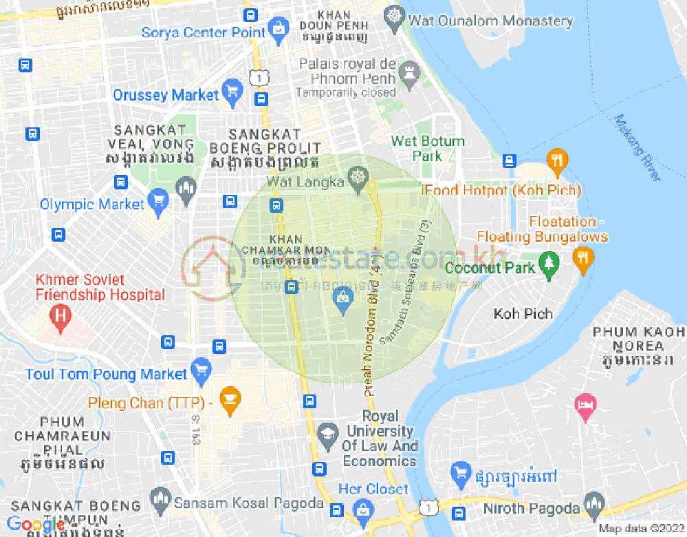 BKK 1, ボンケンコン, プノンペンの地図