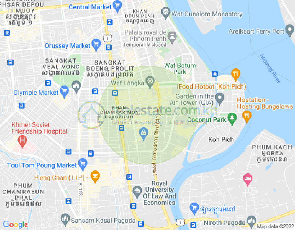 BKK 1, ボンケンコン, プノンペンの地図