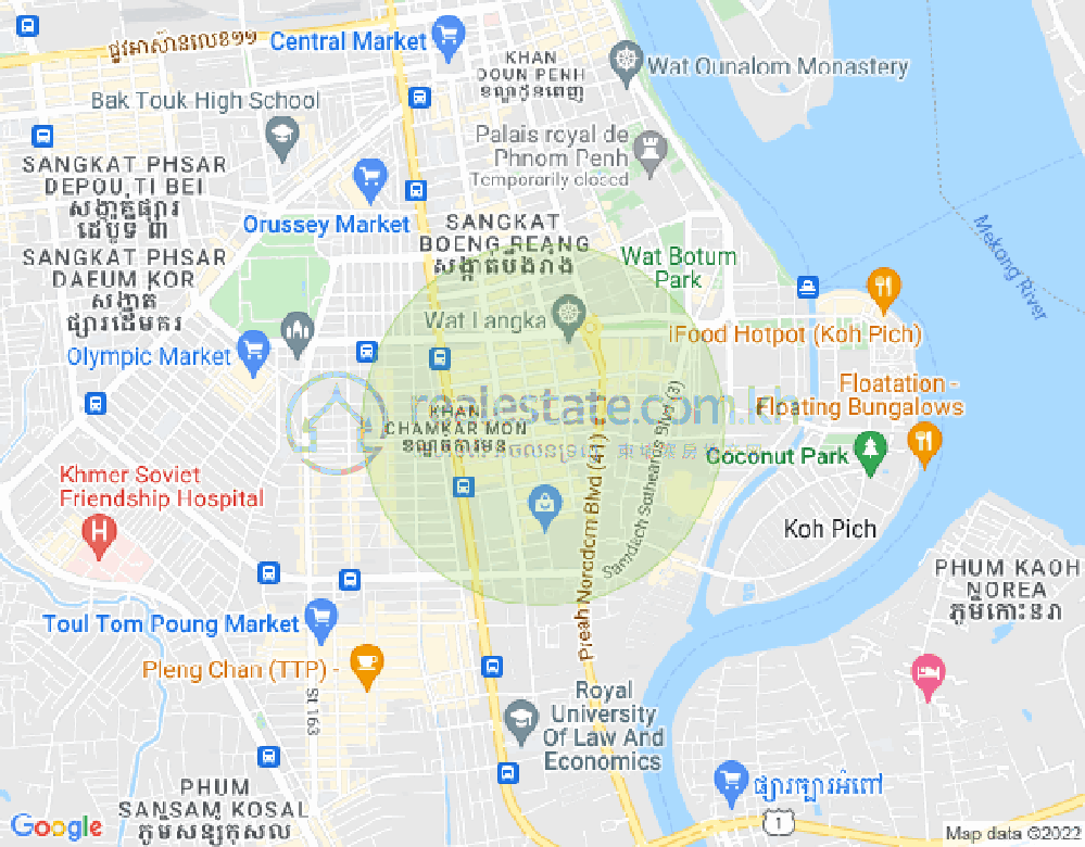 BKK 1, ボンケンコン, プノンペンの地図