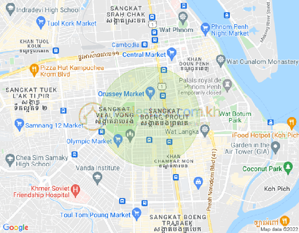 ブンプロリット, 7マカラ, プノンペンの地図