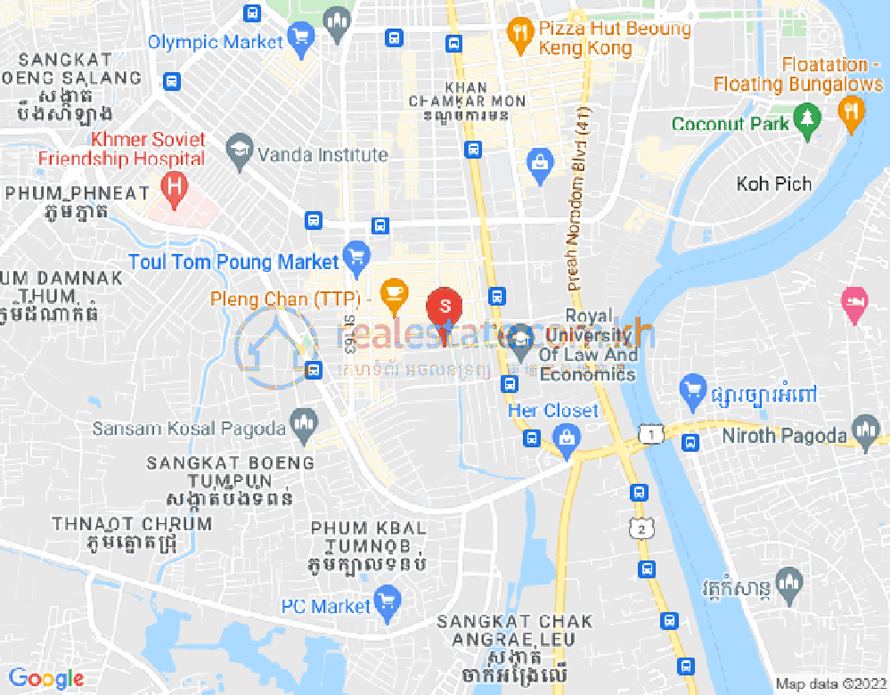 Mapa: Boeung Trabek, Chamkarmon, Phnom Penh