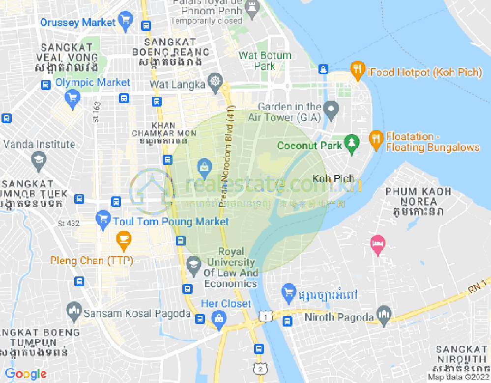 Карта Тонле Бассак, Чамкармон, Пномпень