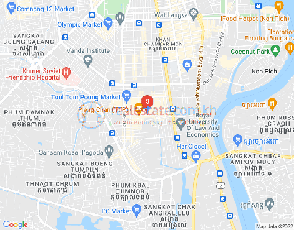 プサードウムトコウ, チャムカモン, プノンペンの地図