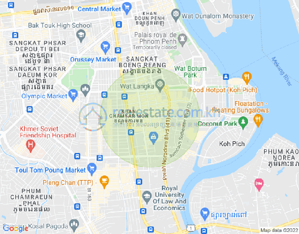 만경강1부구(BKK1), 벙껭깡, 프놈펜 지도