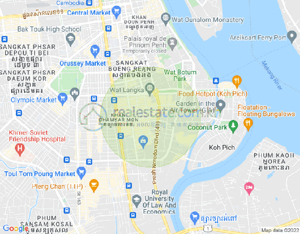 Carte de BKK 1, Boeng Keng Kang, Phnom Penh