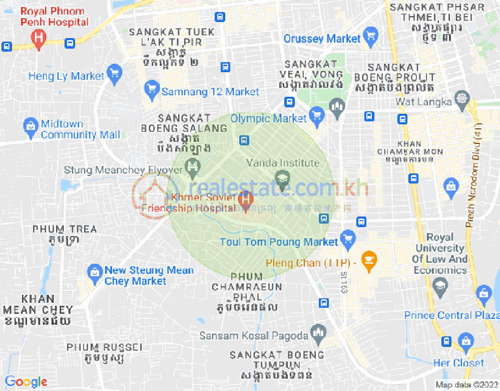 Tumnob Tuek镇, 波哥堪, 金边地图