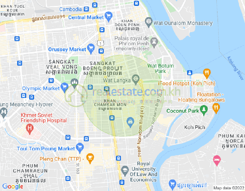 Map of BKK 1, Boeng Keng Kang, Phnom Penh