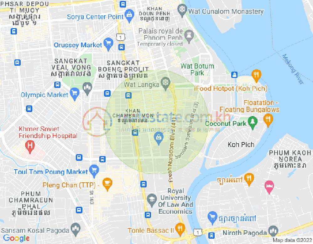 万景岗1分区（BKK1), 波哥堪, 金边地图