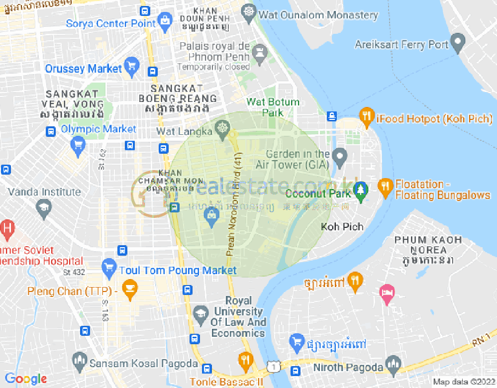 万景岗3分区（BKK3), 波哥堪, 金边地图