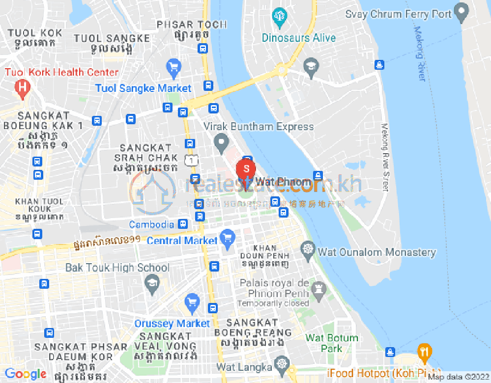 Map of Wat Phnom, Daun Penh, Phnom Penh