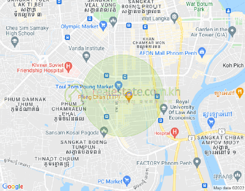 Carte de Toul Tum Poung 1, Chamkarmon, Phnom Penh