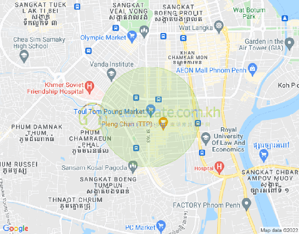 Carte de Toul Tum Poung 1, Chamkarmon, Phnom Penh