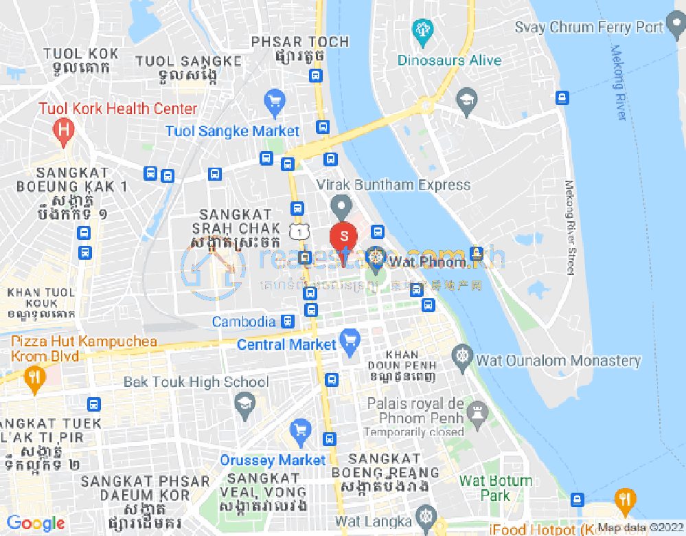 Carte de Wat Phnom, Daun Penh, Phnom Penh