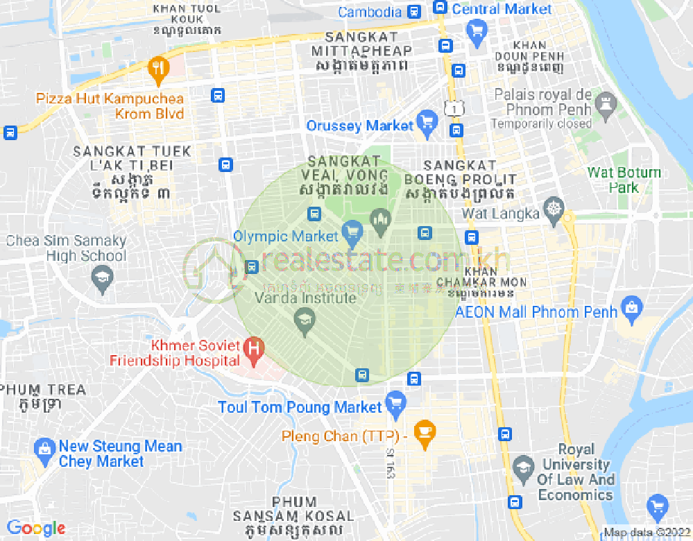 オリンピック, ボンケンコン, プノンペンの地図