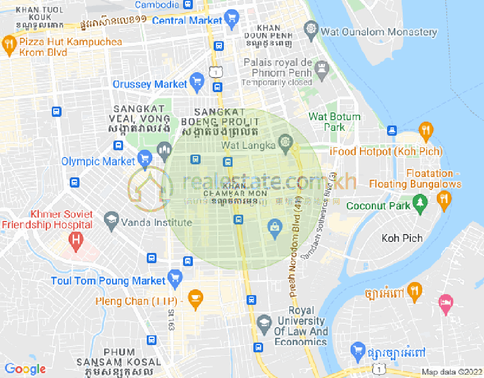 BKK 2, ボンケンコン, プノンペンの地図