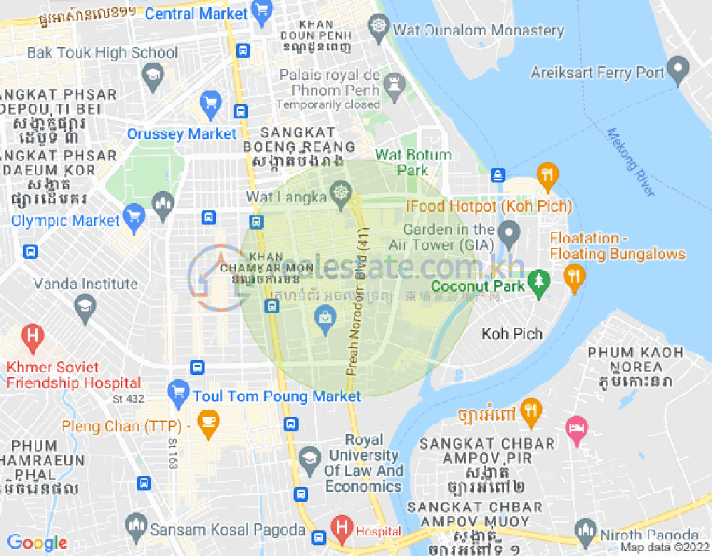 BKK 1, ボンケンコン, プノンペンの地図