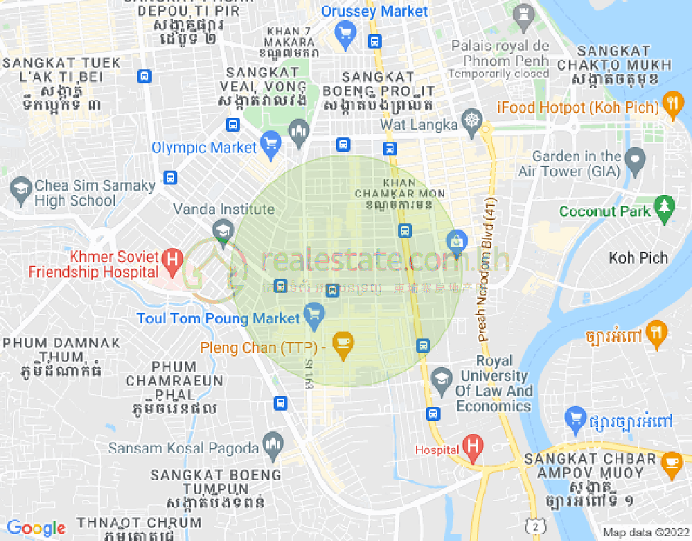 万景岗3分区（BKK3), 波哥堪, 金边地图