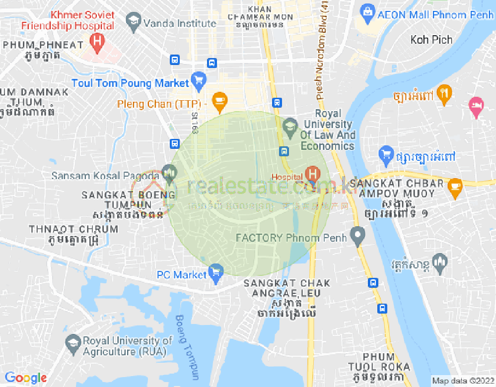 แผนที่ พสาร์เดิมทะกอ, จัมการมอน, พนมเปญ
