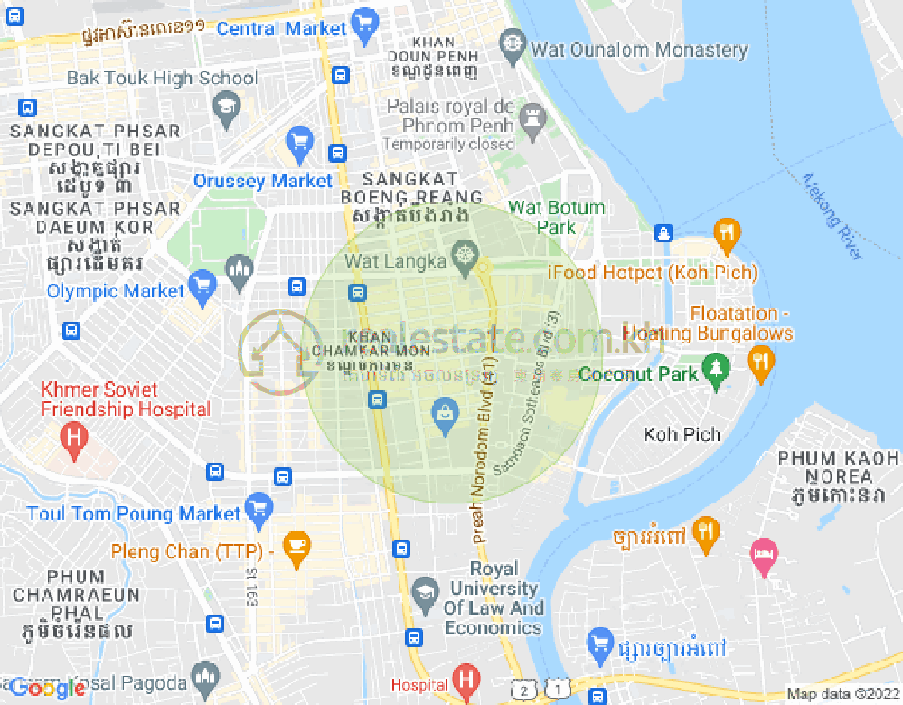 BKK 1, ボンケンコン, プノンペンの地図