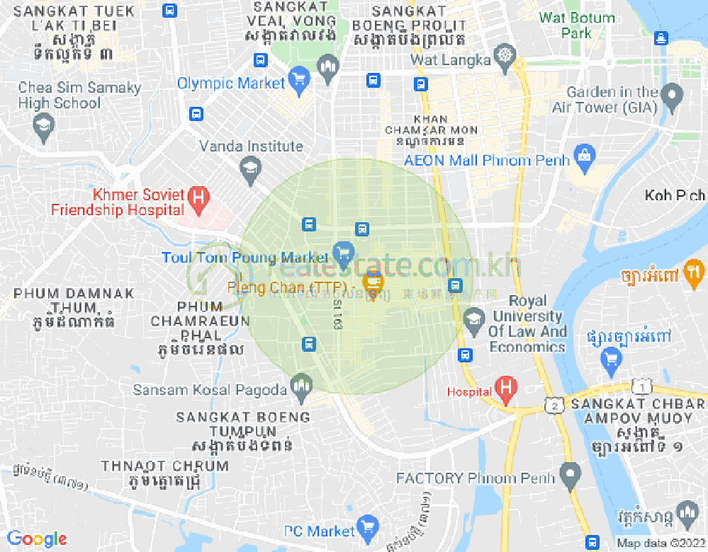 Carte de Toul Tum Poung 1, Chamkarmon, Phnom Penh