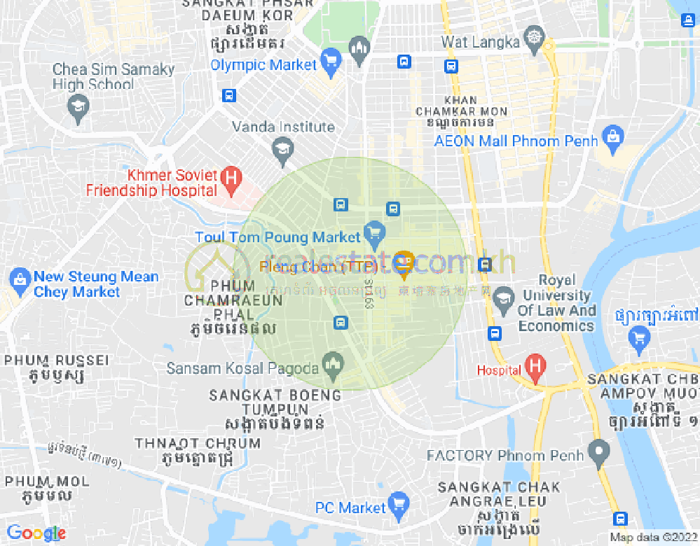 Map of Toul Tum Poung 2, Chamkarmon, Phnom Penh