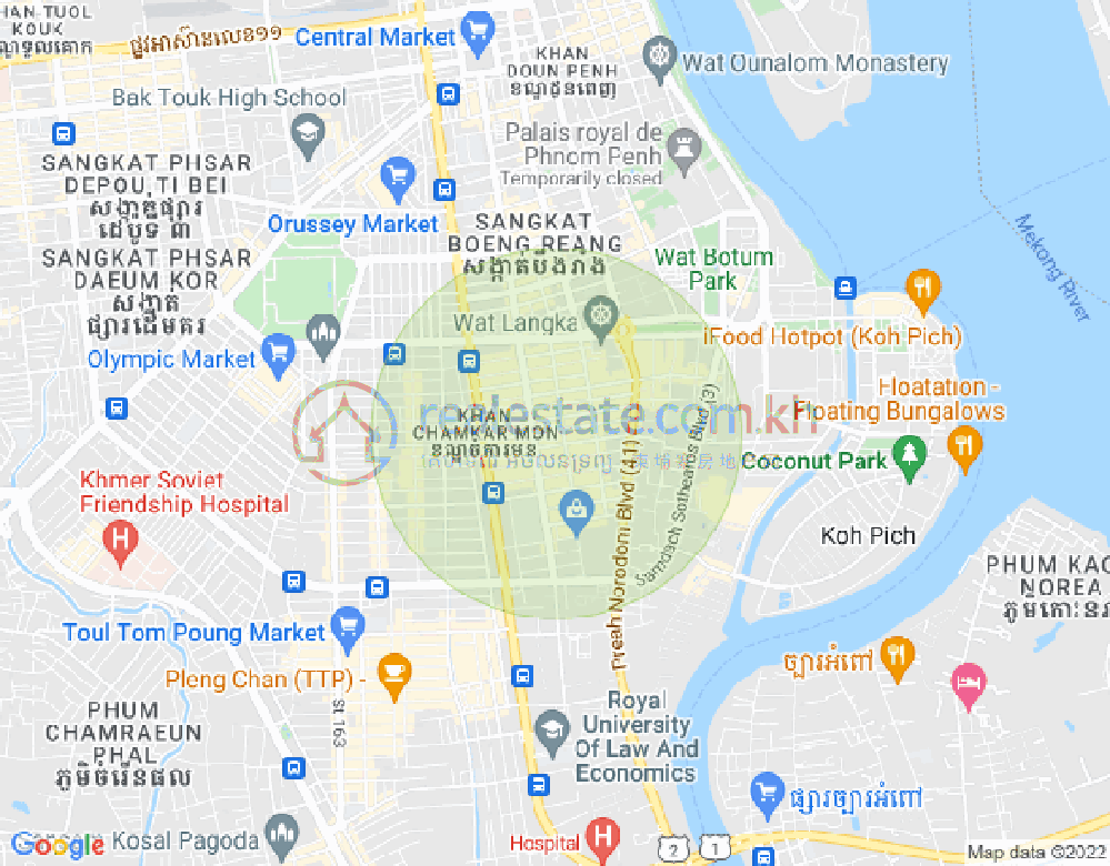 BKK 1, ボンケンコン, プノンペンの地図
