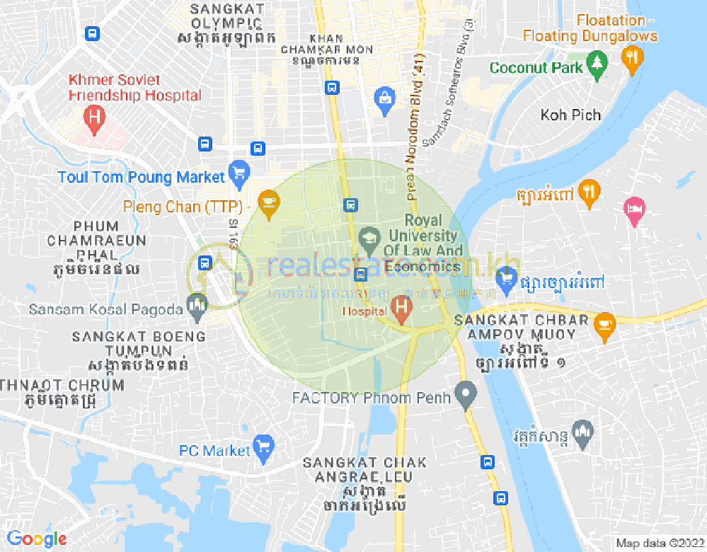 ផែនទី ទន្លេបាសាក់, ចំការមន, ភ្នំពេញ