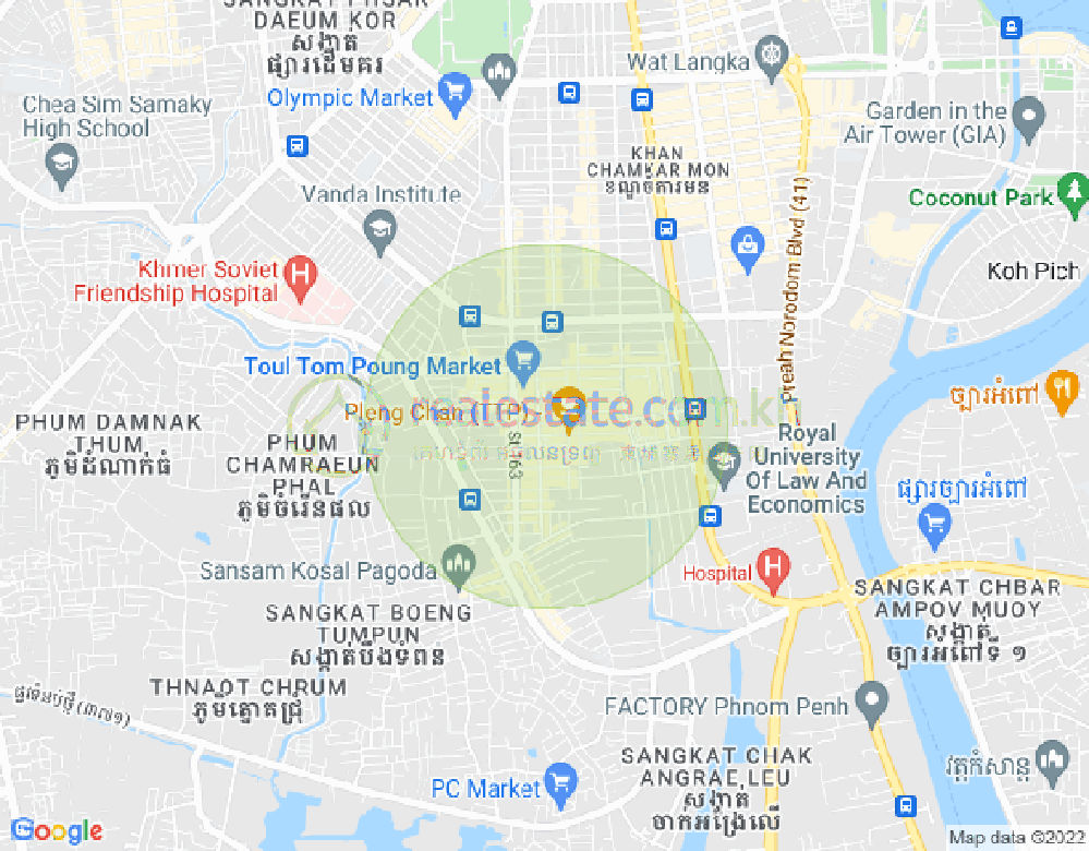 Carte de Toul Tum Poung 1, Chamkarmon, Phnom Penh