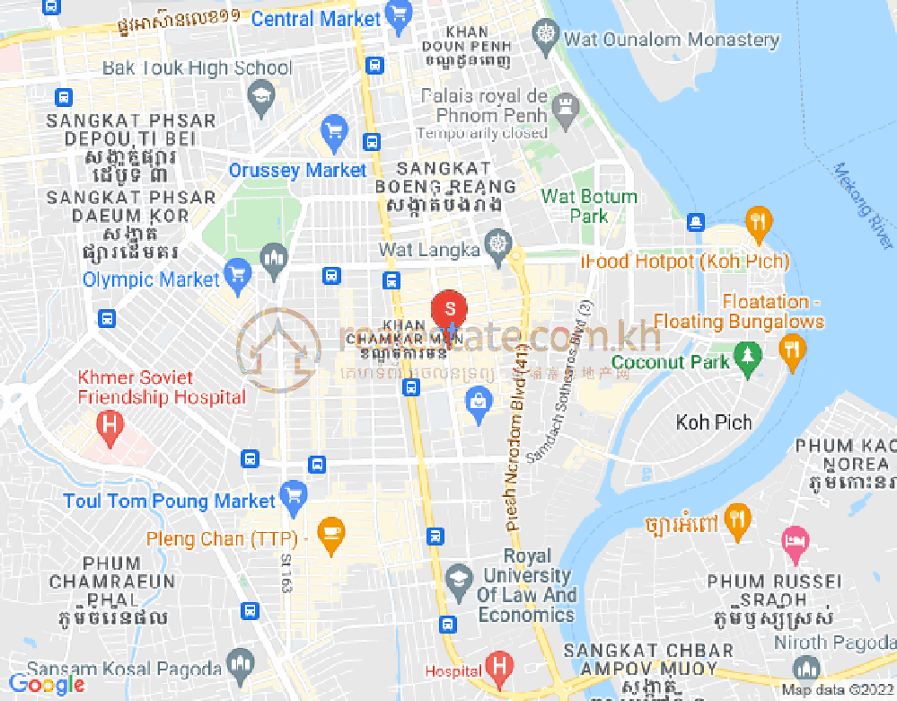 万景岗1分区（BKK1), 波哥堪, 金边地图