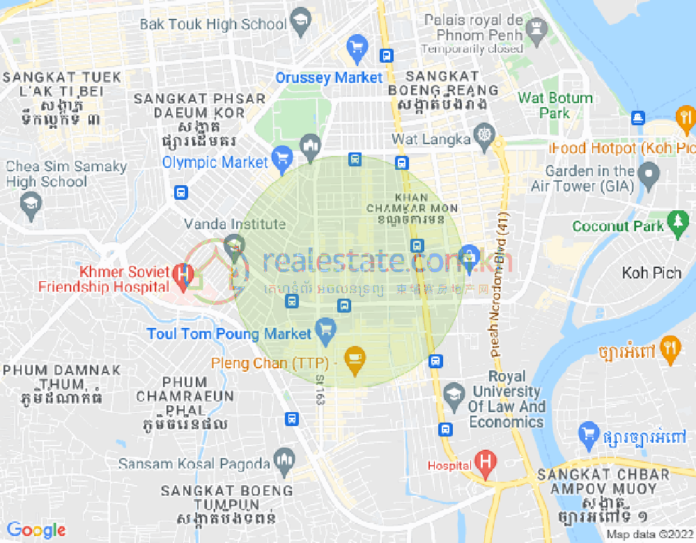BKK 3, ボンケンコン, プノンペンの地図