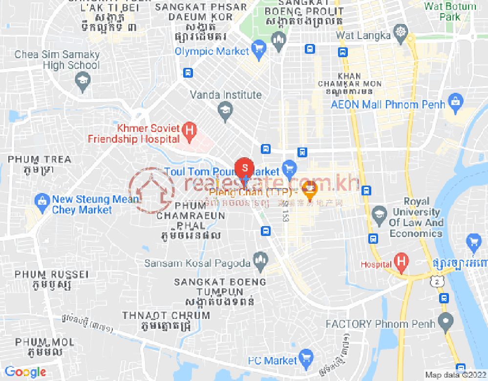 Boeung Tumpun分区, 棉芷区, 金边地图