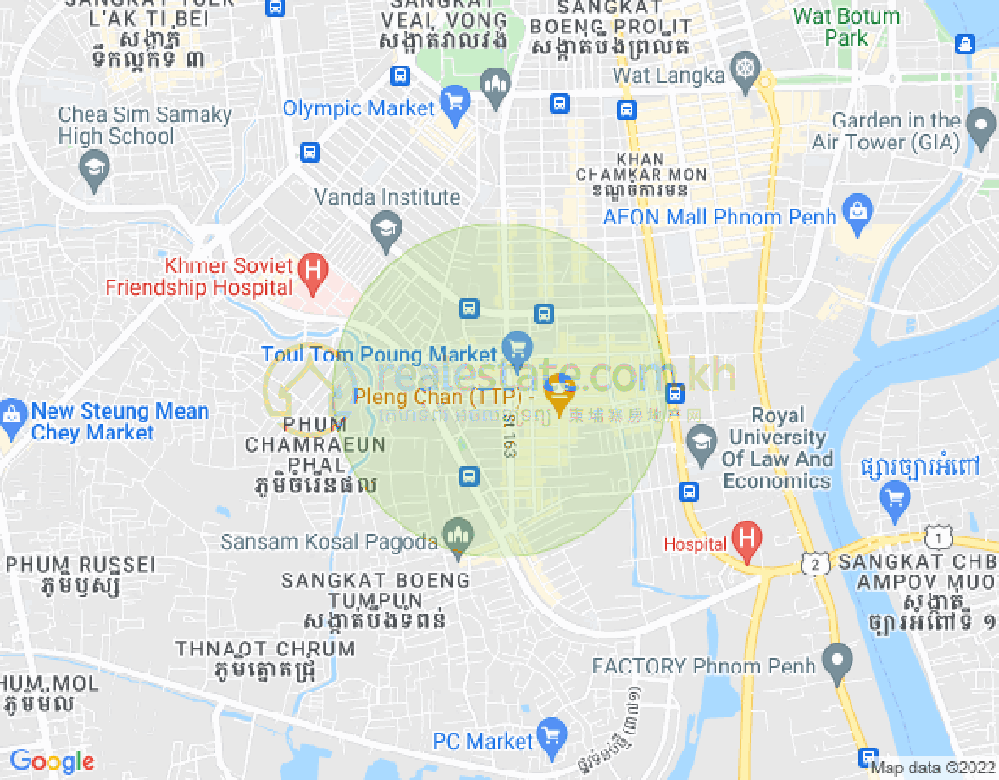 Carte de Toul Tum Poung 1, Chamkarmon, Phnom Penh