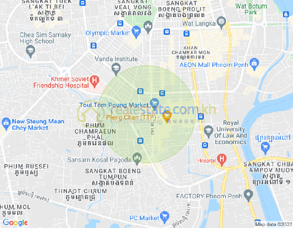 Map of Toul Tum Poung 2, Chamkarmon, Phnom Penh