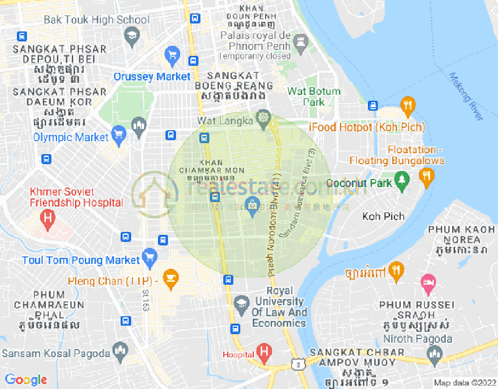 Map of BKK 1, Boeng Keng Kang, Phnom Penh
