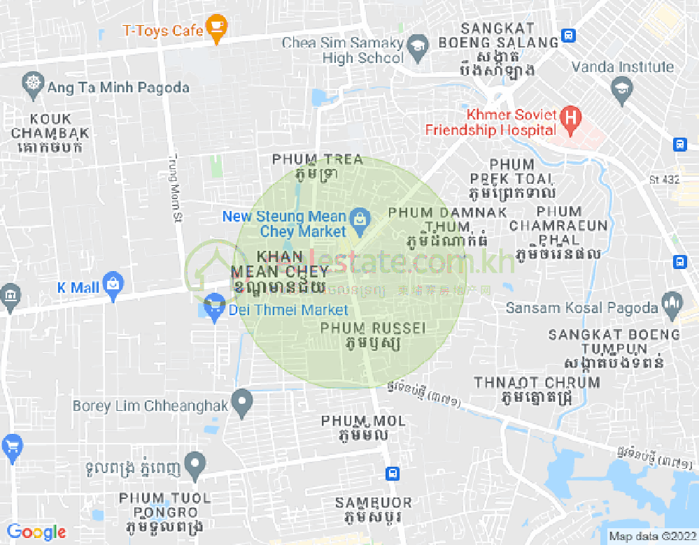 Stueng Mean chey 1镇, 棉芷区, 金边地图