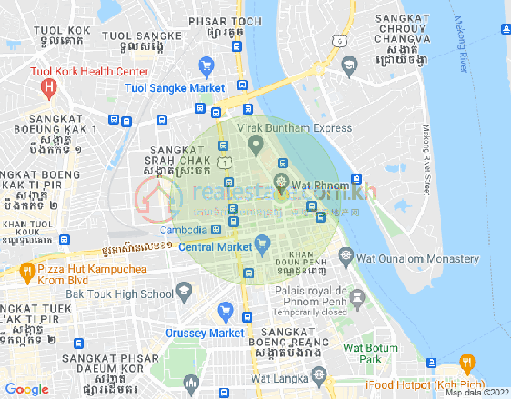 Map of Boeng Reang, Daun Penh, Phnom Penh