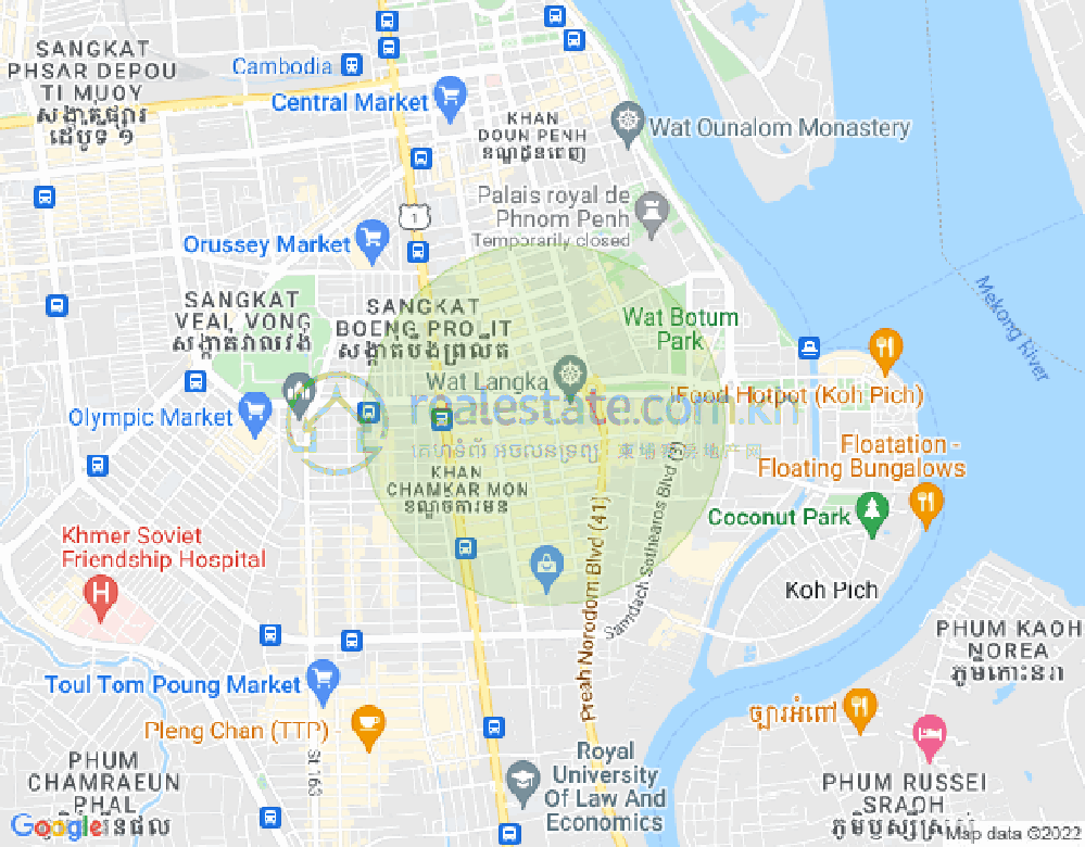 Dabest Properties, 万景岗1分区（BKK1), 波哥堪, 金边地图
