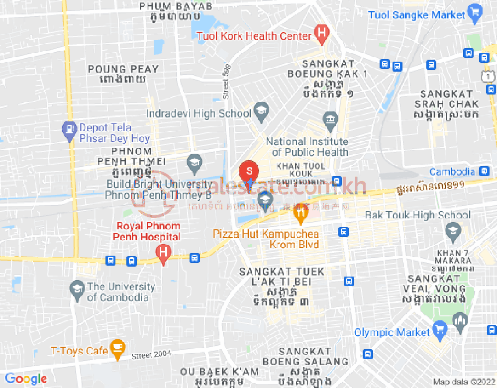 Mapa: Boeung Kak 2, Toul Kork, Phnom Penh