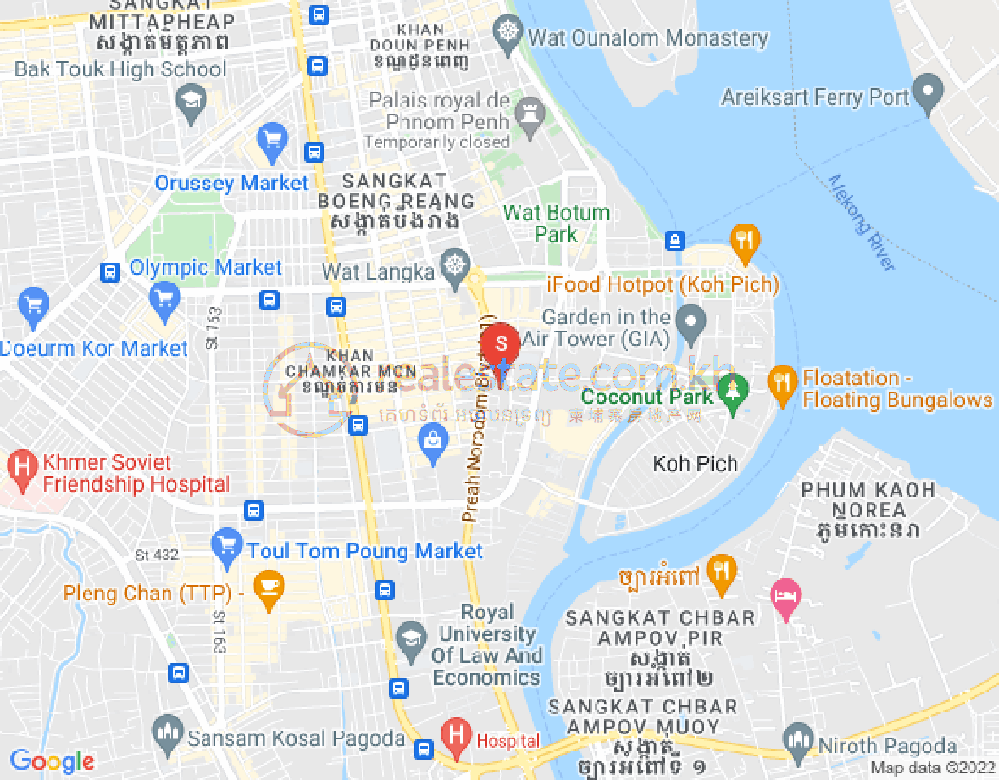 ផែនទី ទន្លេបាសាក់, ចំការមន, ភ្នំពេញ