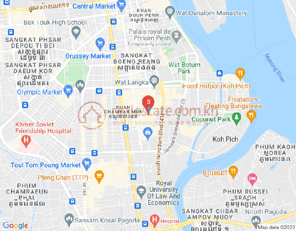 万景岗1分区（BKK1), 波哥堪, 金边地图