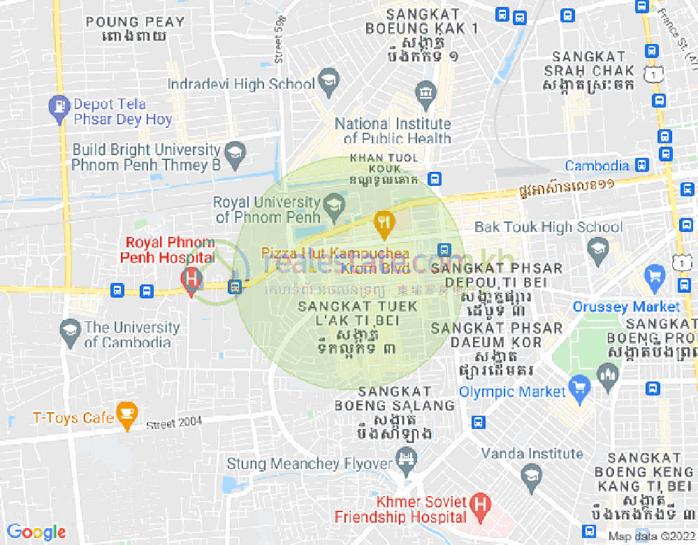 Tuek Thla屯, 森速区, 金边地图
