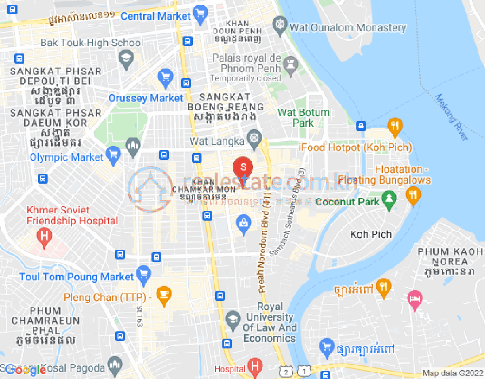 Mapa: BKK 1, Boeng Keng Kang, Phnom Penh
