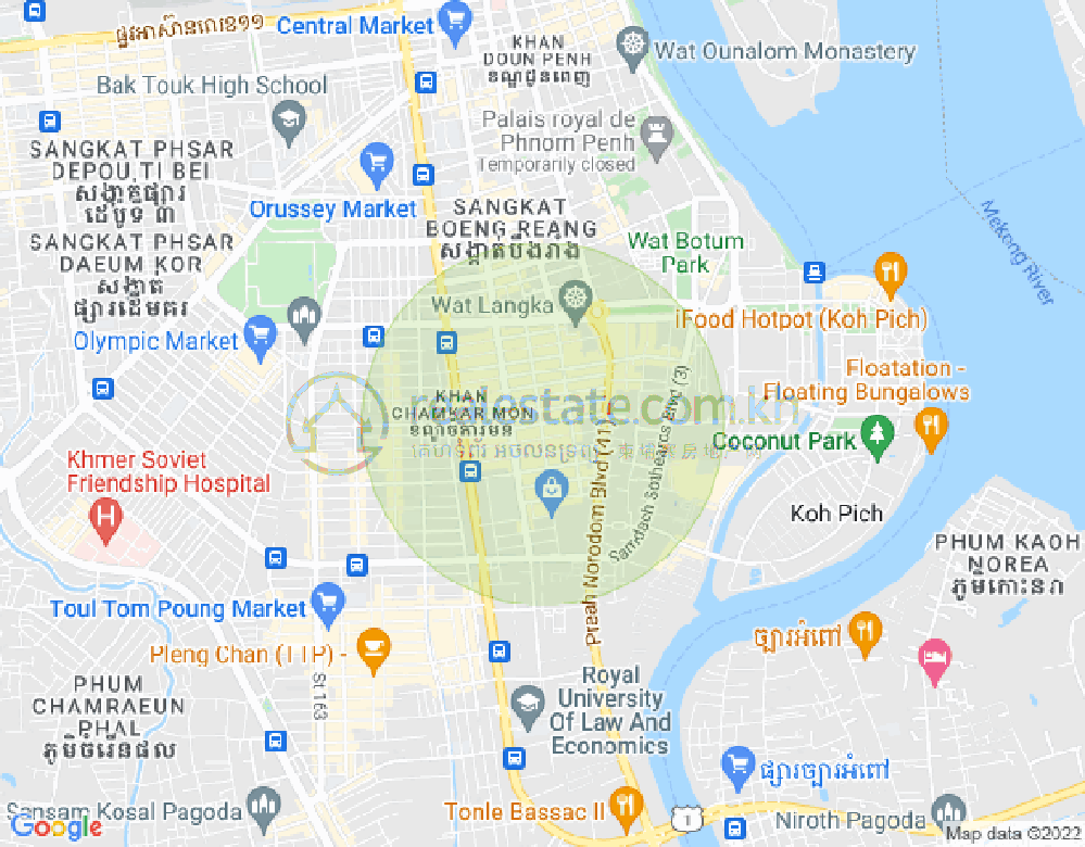 万景岗1分区（BKK1), 波哥堪, 金边地图