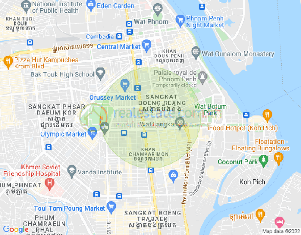 Boeng Reang镇, 隆边区, 金边地图