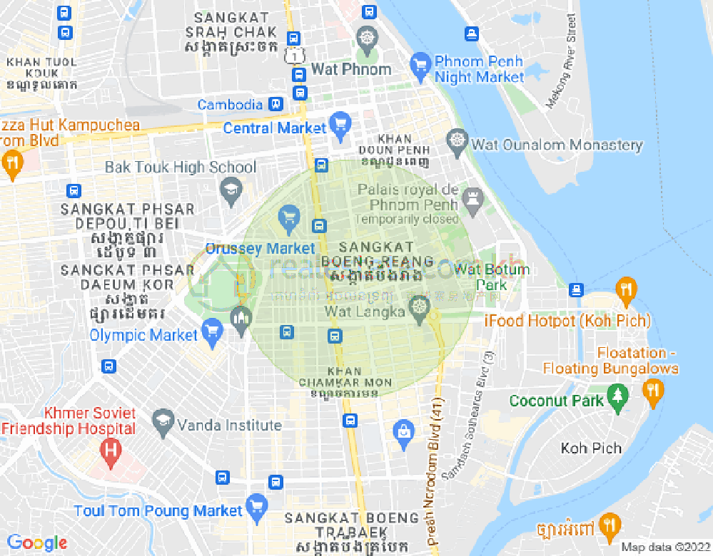 Map of Boeng Reang, Daun Penh, Phnom Penh